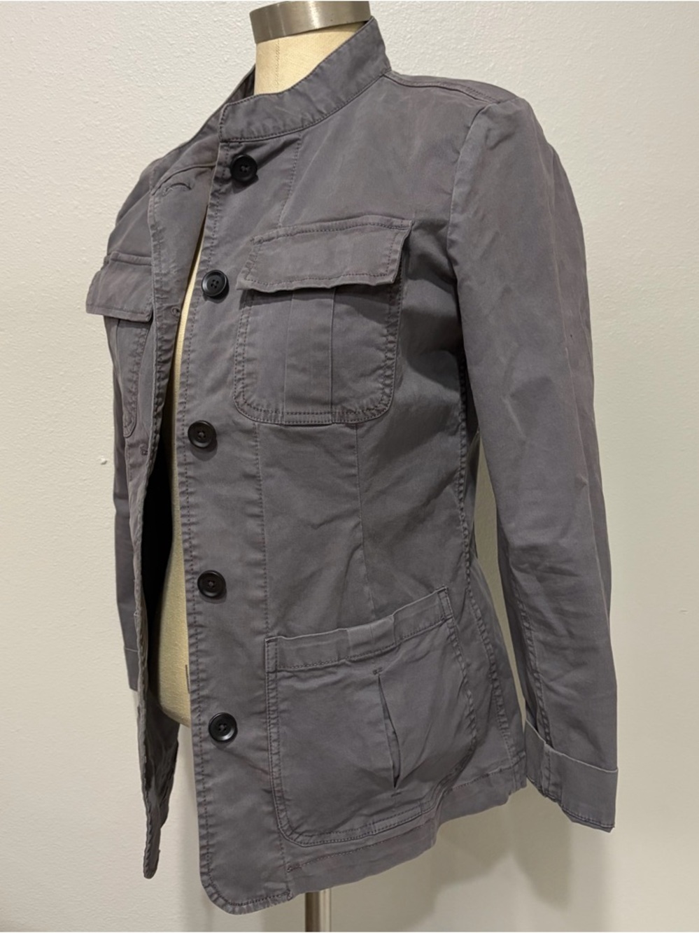 Loft Women's Gray Utility Jacket - Casual Button-Up Coat - Picture 2 of 4